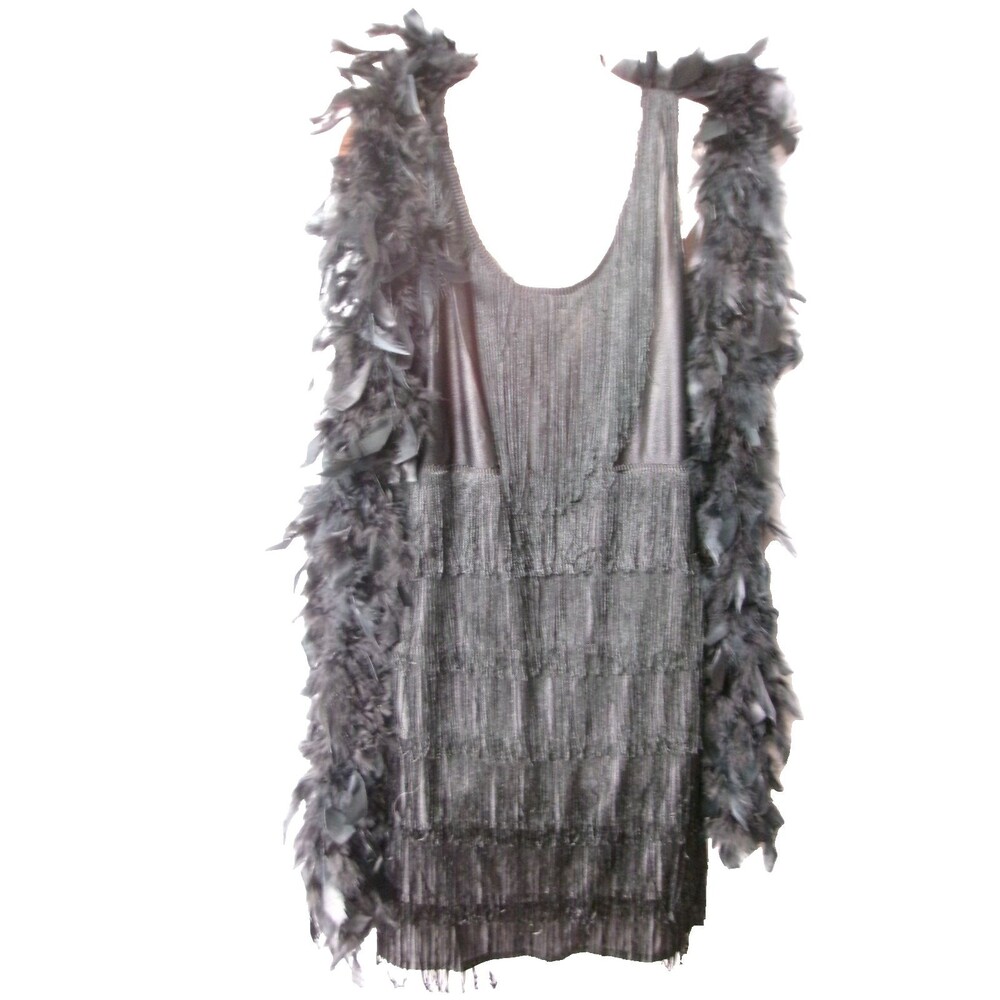 California Costume Collections Flapper Costume Black Dress w Feather Boa Large